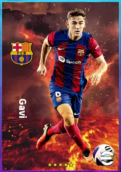 Gavi eFootball 2026 player card, 83 OVR CMF