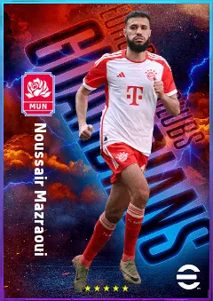Noussair Mazraoui eFootball 2026 player card, 82 OVR RB