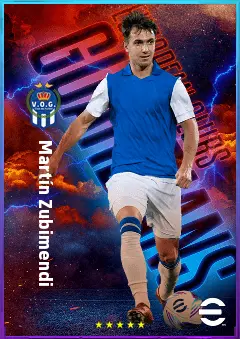 Martín Zubimendi eFootball 2026 player card, 83 OVR DMF