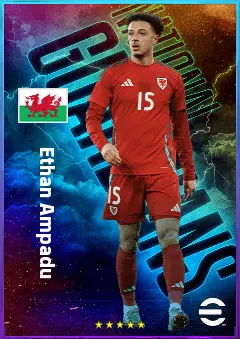 Ethan Ampadu eFootball 2026 player card, 80 OVR DMF