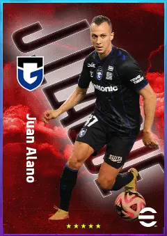 Juan Alano eFootball 2026 player card, 77 OVR RWF