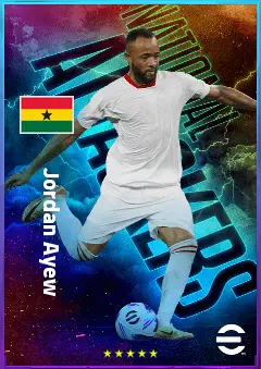 Jordan Ayew eFootball 2026 player card, 80 OVR RWF