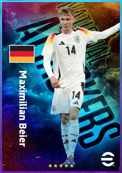 Maximilian Beier eFootball 2026 player card, 76 OVR CF