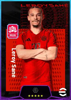 Leroy Sané eFootball 2026 player card, 83 OVR RWF