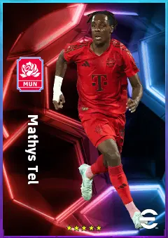 Mathys Tel eFootball 2026 player card, 82 OVR CF