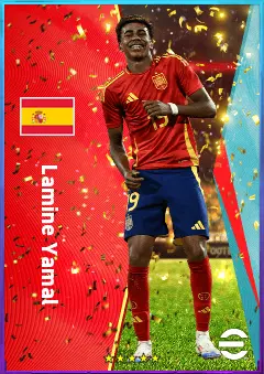 Lamine Yamal eFootball 2026 player card, 83 OVR RWF