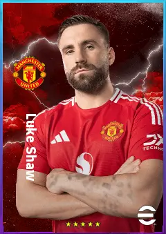 Luke Shaw eFootball 2026 player card, 82 OVR LB