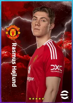 Rasmus Højlund eFootball 2026 player card, 83 OVR CF