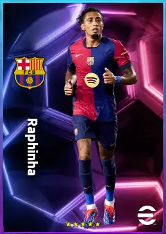 Raphinha eFootball 2026 player card, 82 OVR RWF