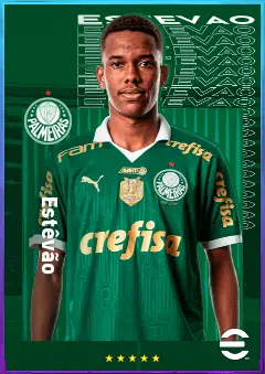 Estêvão eFootball 2026 player card, 82 OVR RWF