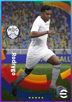 Rodrygo eFootball 2026 player card, 84 OVR RWF
