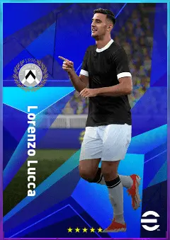 Lorenzo Lucca eFootball 2026 player card, 80 OVR CF