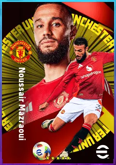 Noussair Mazraoui eFootball 2026 player card, 81 OVR RB