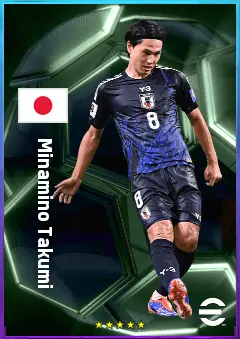 Minamino Takumi eFootball 2026 player card, 80 OVR AMF