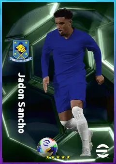 Jadon Sancho eFootball 2026 player card, 82 OVR RWF