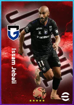 Issam Jebali eFootball 2026 player card, 76 OVR CF