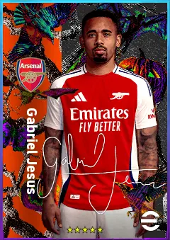 Gabriel Jesus eFootball 2026 player card, 84 OVR RWF