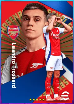 Leandro Trossard eFootball 2026 player card, 82 OVR LWF