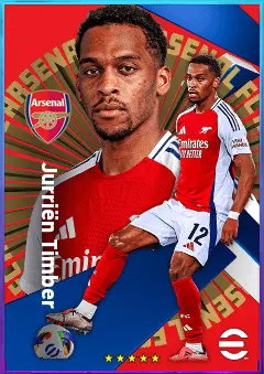 Jurriën Timber eFootball 2026 player card, 83 OVR CB