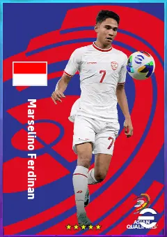 Marselino Ferdinan eFootball 2026 player card, 75 OVR AMF