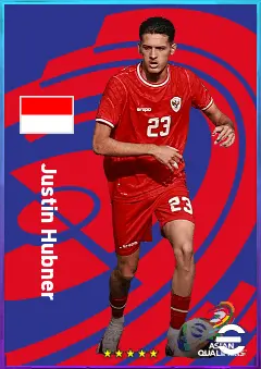 Justin Hubner eFootball 2026 player card, 76 OVR CB