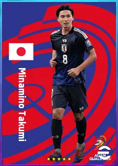 Minamino Takumi eFootball 2026 player card, 80 OVR AMF