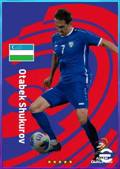 Otabek Shukurov eFootball 2026 player card, 77 OVR CMF