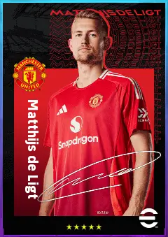 Matthijs de Ligt eFootball 2026 player card, 83 OVR CB