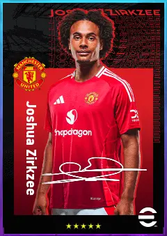 Joshua Zirkzee eFootball 2026 player card, 83 OVR CF
