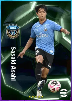 Sasaki Asahi eFootball 2026 player card, 77 OVR LB