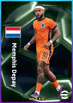 Memphis Depay eFootball 2026 player card, 82 OVR CF
