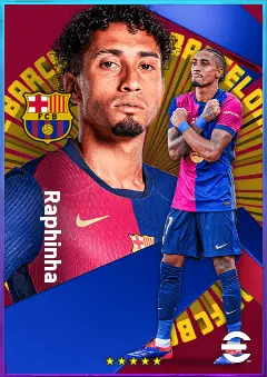 Raphinha eFootball 2026 player card, 82 OVR RWF
