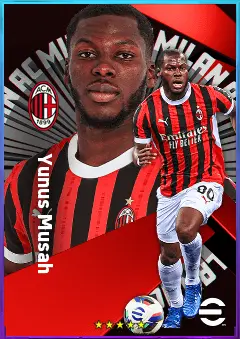Yunus Musah eFootball 2026 player card, 80 OVR CMF