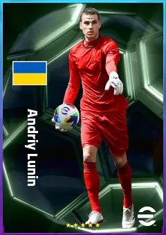 Andriy Lunin eFootball 2026 player card, 83 OVR GK
