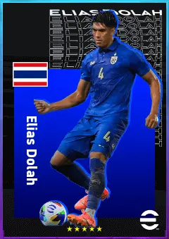 Elias Dolah eFootball 2026 player card, 74 OVR CB