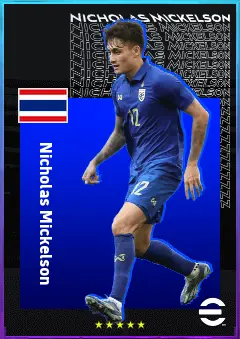 Nicholas Mickelson eFootball 2026 player card, 74 OVR RB