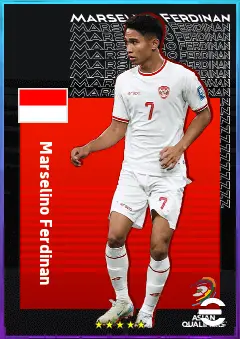 Marselino Ferdinan eFootball 2026 player card, 75 OVR AMF