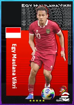 Egy Maulana Vikri eFootball 2026 player card, 75 OVR RWF