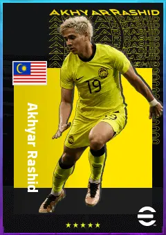 Akhyar Rashid eFootball 2026 player card, 73 OVR LWF