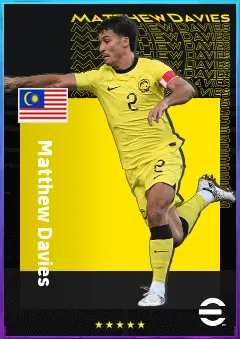 Matthew Davies eFootball 2026 player card, 74 OVR RB