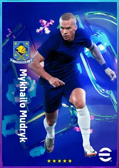 Mykhailo Mudryk eFootball 2026 player card, 80 OVR LWF