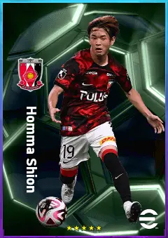Homma Shion eFootball 2026 player card, 77 OVR LWF