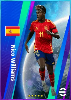 Nico Williams eFootball 2026 player card, 85 OVR LWF
