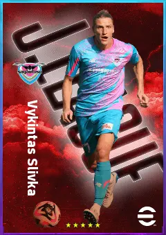 Vykintas Slivka eFootball 2026 player card, 76 OVR CMF
