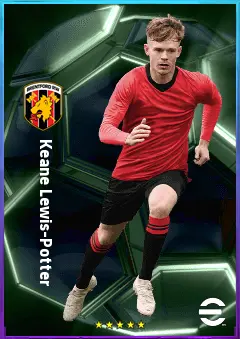 Keane Lewis-Potter eFootball 2026 player card, 79 OVR LWF