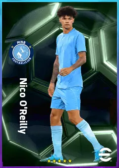 Nico O'Reilly eFootball 2026 player card, 75 OVR AMF