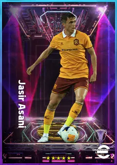 Jasir Asani eFootball 2026 player card, 77 OVR RWF