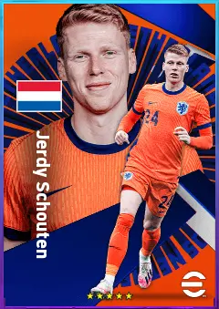 Jerdy Schouten eFootball 2026 player card, 80 OVR DMF
