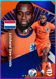 Lutsharel Geertruida eFootball 2026 player card, 81 OVR RB