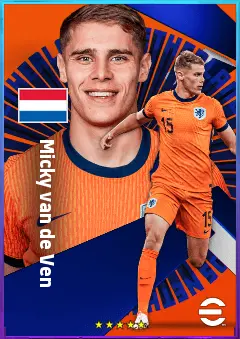 Micky van de Ven eFootball 2026 player card, 83 OVR CB